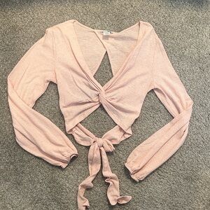 Pink Knotted Long Sleeve Top